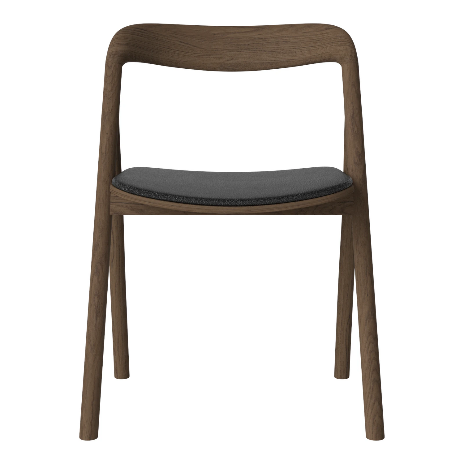 Fenri Gepolsterter Esstischstuhl aus Dunkel geölter Eiche, Quattro by Spoor - Leder, Black - ZEN ZONE Furniture