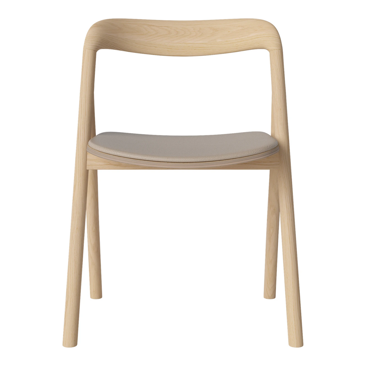 Fenri Gepolsterter Esstischstuhl aus Eiche weiß pigmentiert geölt, Quattro by Spoor - Leder, Sand - ZEN ZONE Furniture