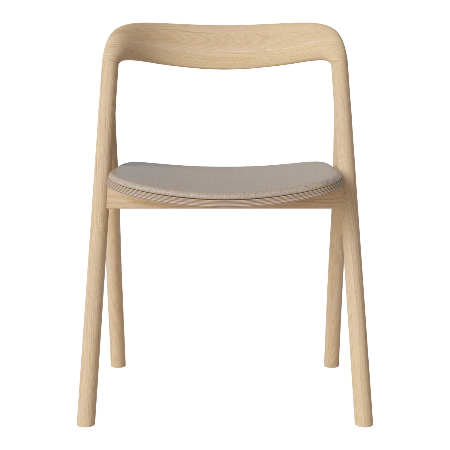 Fenri Gepolsterter Esstischstuhl aus Eiche weiß pigmentiert geölt, Quattro by Spoor - Leder, Sand - ZEN ZONE Furniture