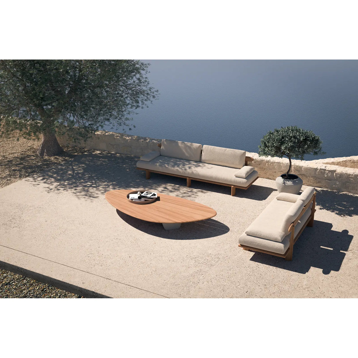 2-Sitzer Garten Sofa Lounge Livorno aus Teakholz, 218x92×72 cm - ZEN ZONE Furniture