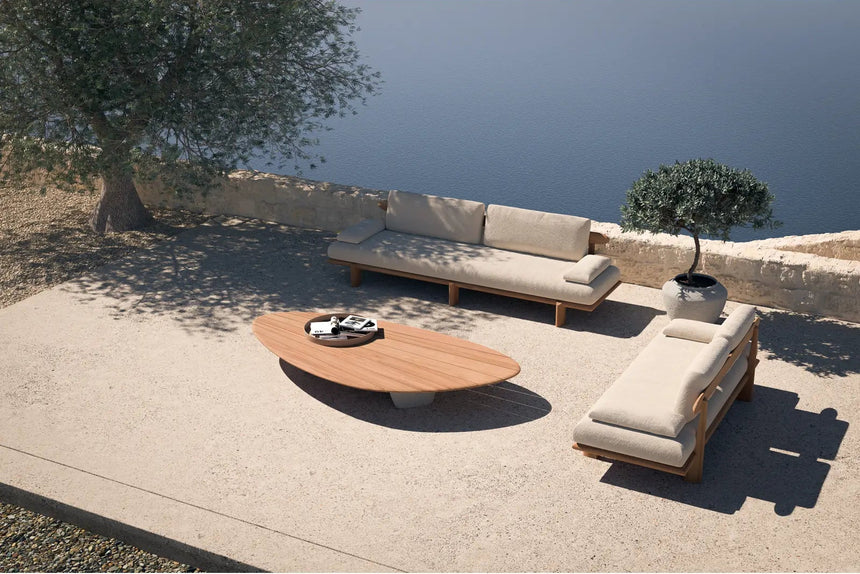2-Sitzer Garten Sofa Lounge Livorno aus Teakholz, 218x92×72 cm