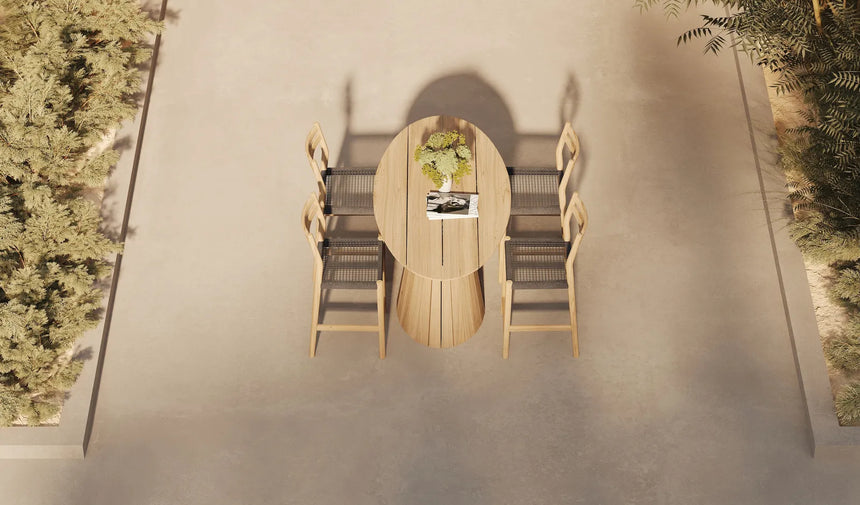 Garten Barhocker Florence aus Teakholz und Seil, Sitzhöhe 60 cm - ZEN ZONE Furniture