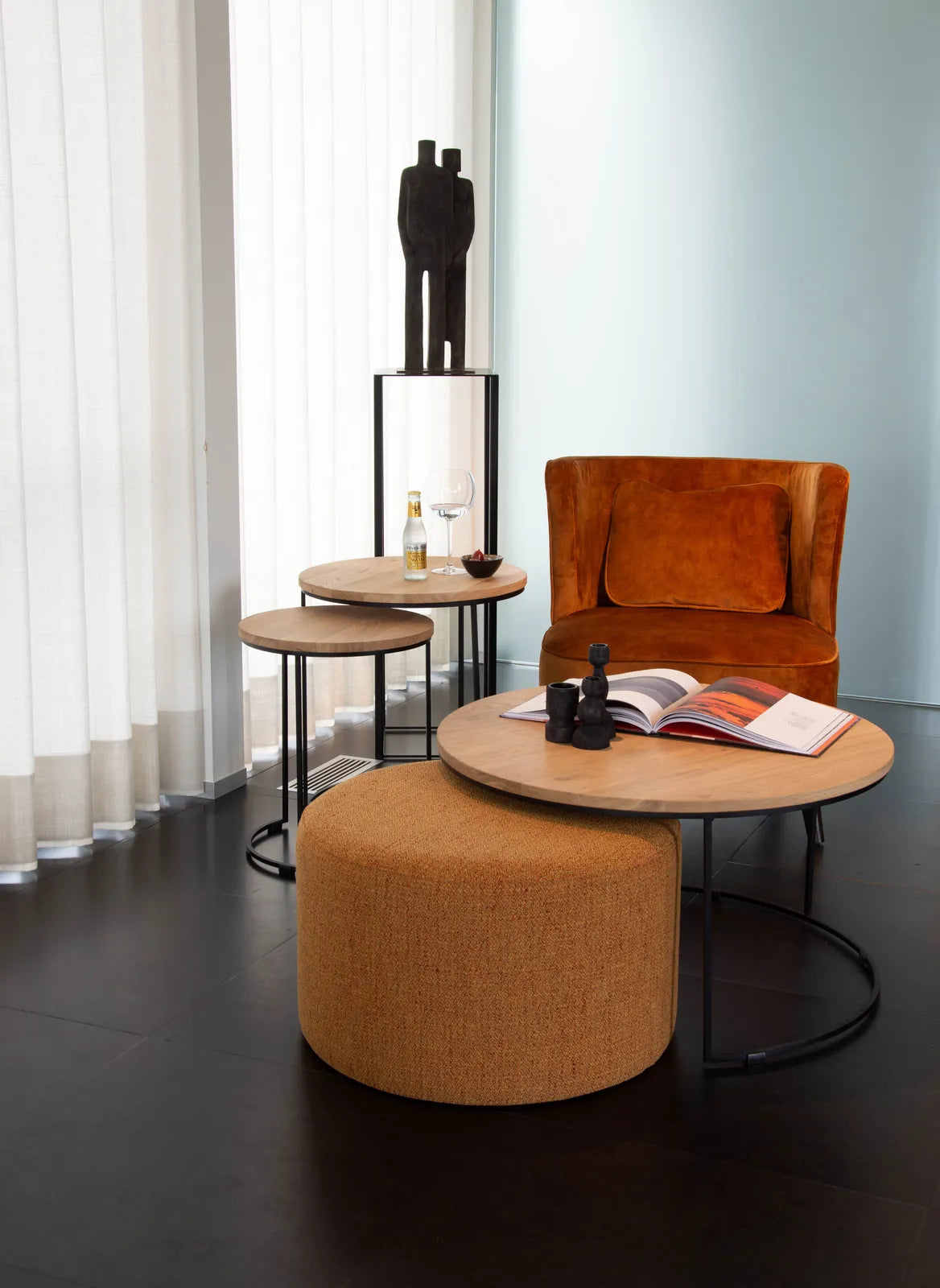 Couchtisch Natur schwarzes Metallgestell 90x90 FARO - ZEN ZONE Furniture