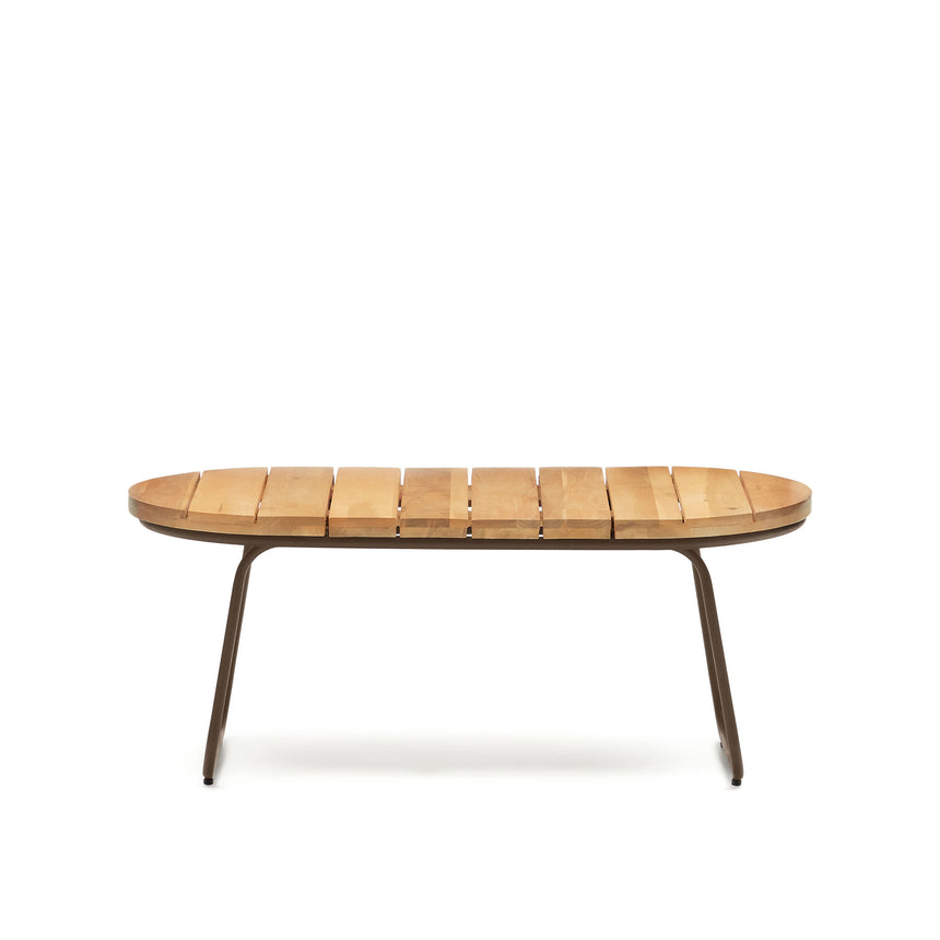 Salguer Couchtisch outdoor massives Akazienholz Seil in Braun Ø 100 x 50 cm FSC 100% - ZEN ZONE Furniture