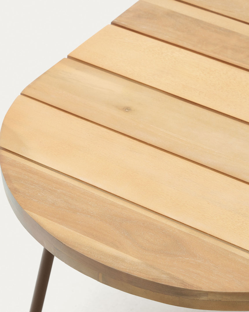 Salguer Couchtisch outdoor massives Akazienholz Seil in Braun Ø 100 x 50 cm FSC 100% - ZEN ZONE Furniture