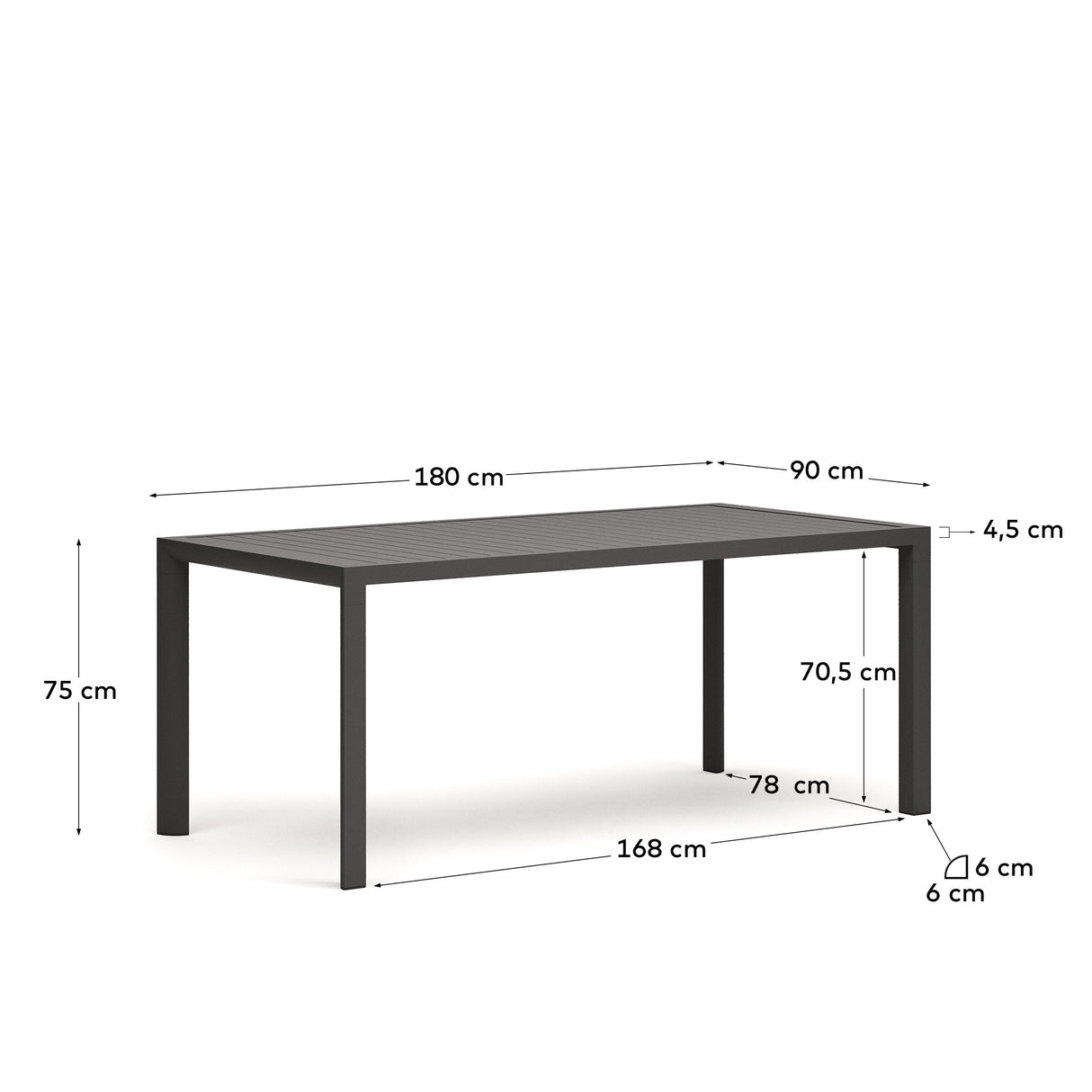 Culip Gartentisch aus Aluminium mit grauem Finish 180 x 90 cm - ZEN ZONE Furniture