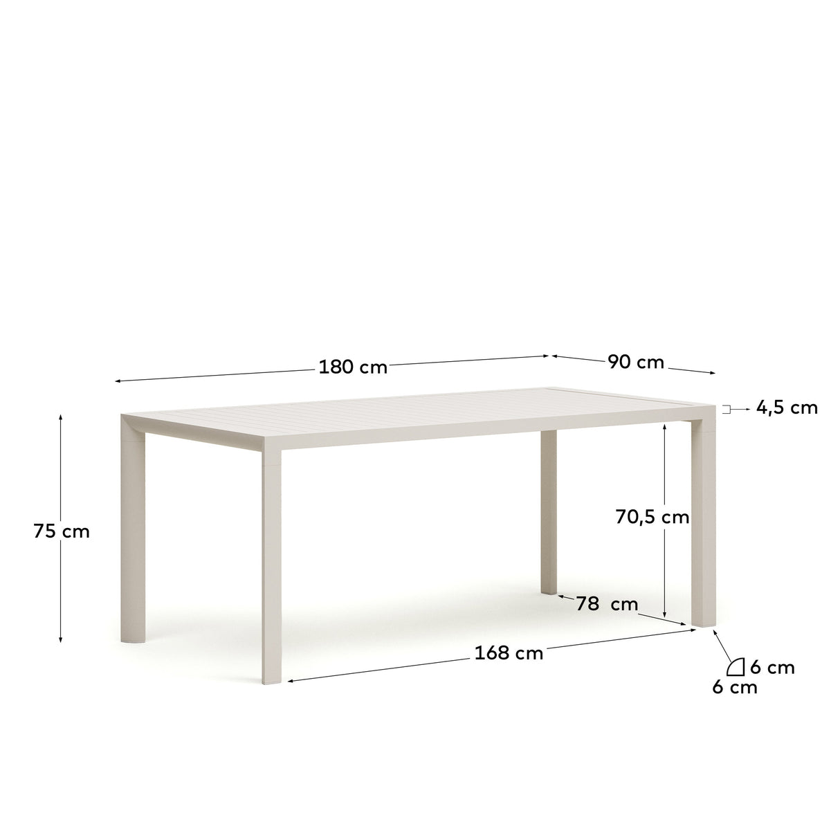 Culip Gartentisch aus Aluminium mit weißem Finish 180 x 90 cm - ZEN ZONE Furniture