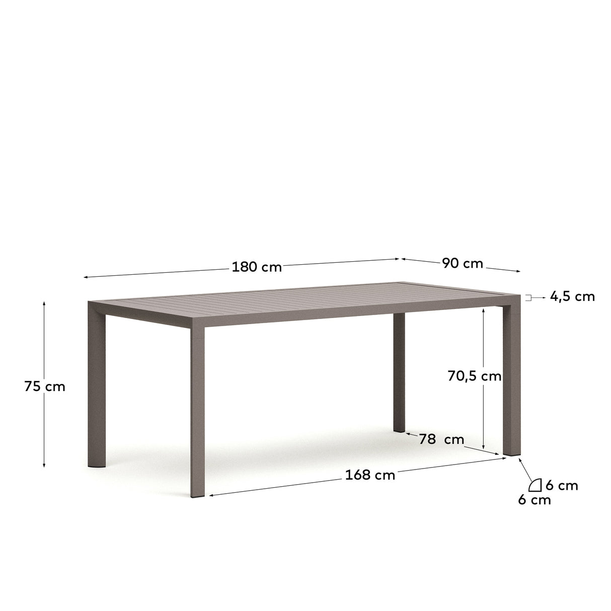 Culip Gartentisch aus Aluminium mit braunem Finish 180 x 90 cm - ZEN ZONE Furniture