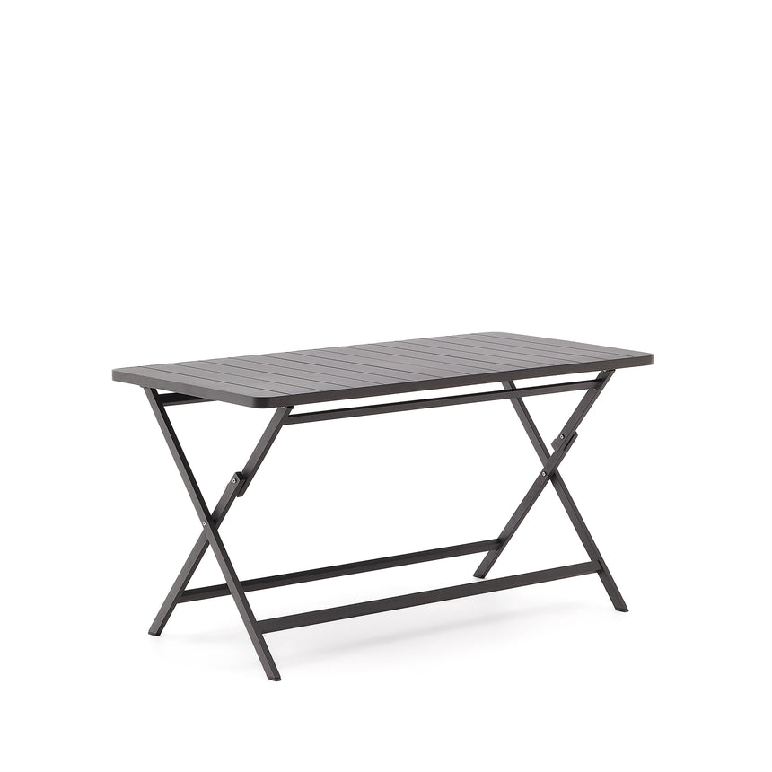 Faltbarer Gartentisch Torreta aus Aluminium mit dunkelgrauem Finish 140 x 70 cm - ZEN ZONE Furniture