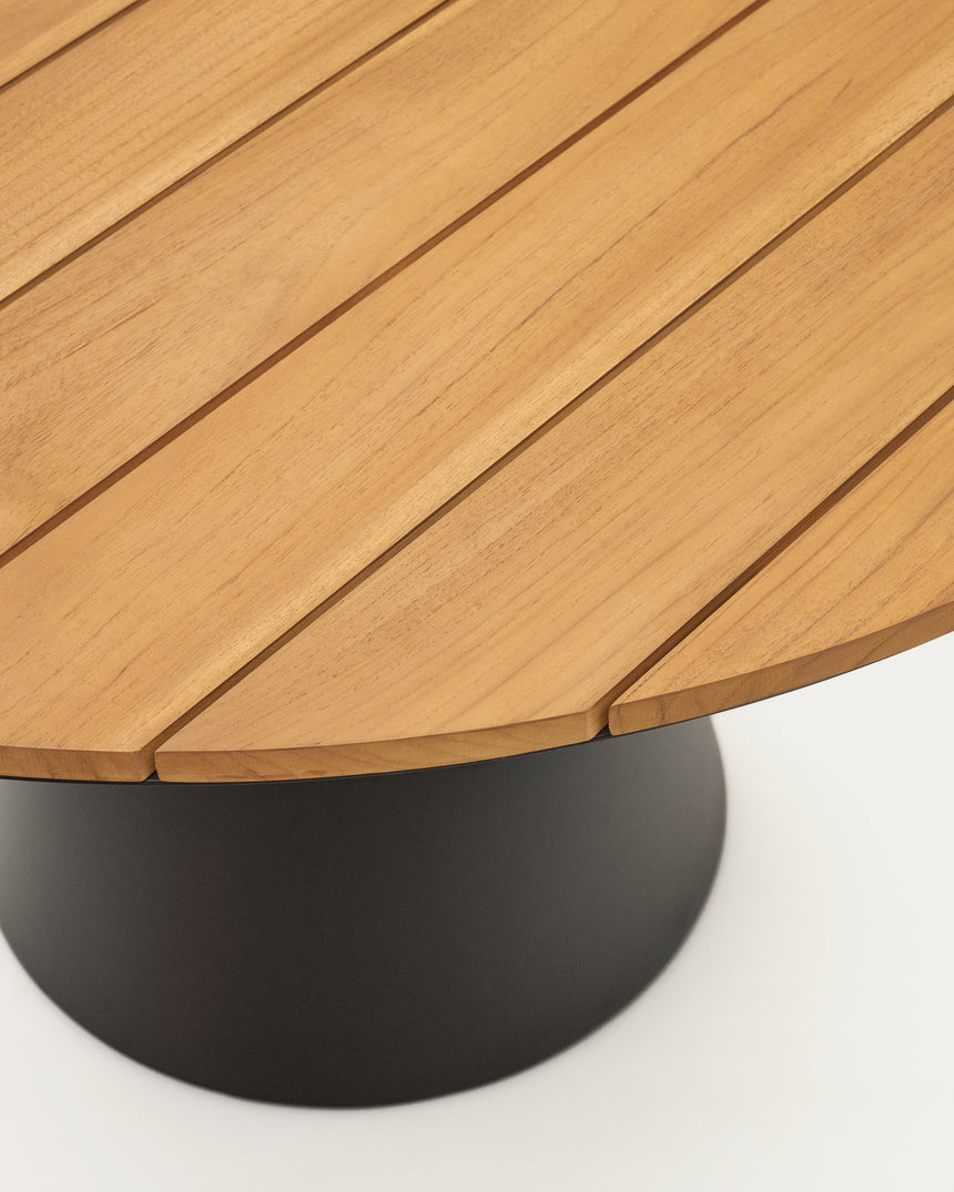 Tudons Outdoor-Tisch rund aus Aluminium mit grauem Finish und Teakholz FSC 100% Ø 120 cm - ZEN ZONE Furniture
