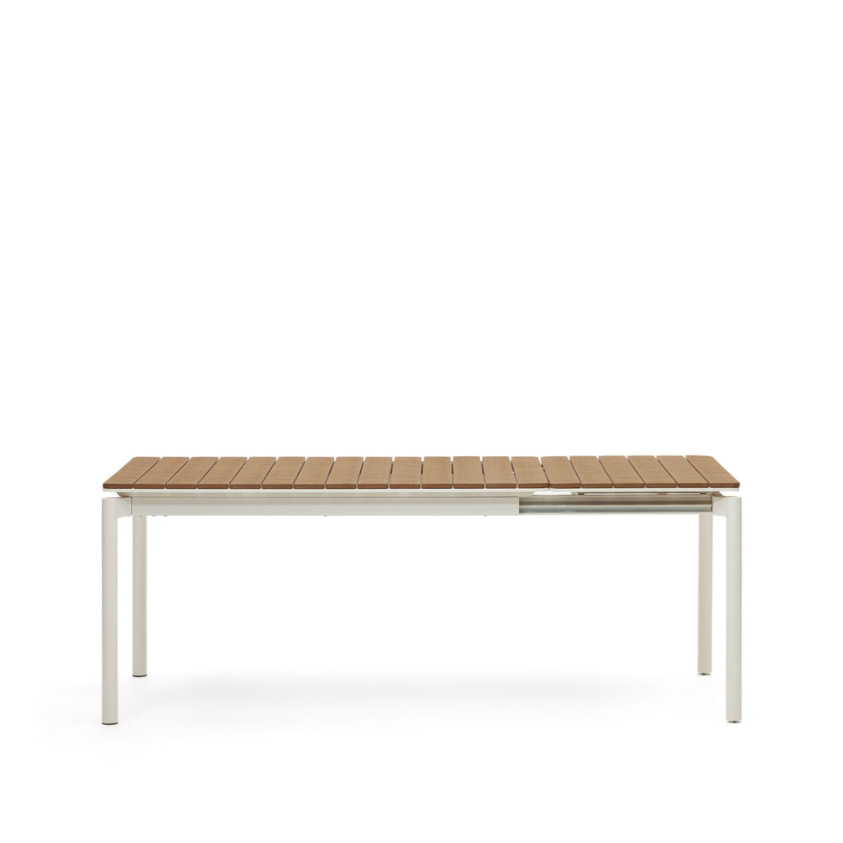 Canyelles Gartenausziehtisch aus Poly-Holz und Aluminium in Mattweiß 140 (200) x 90 cm - ZEN ZONE Furniture