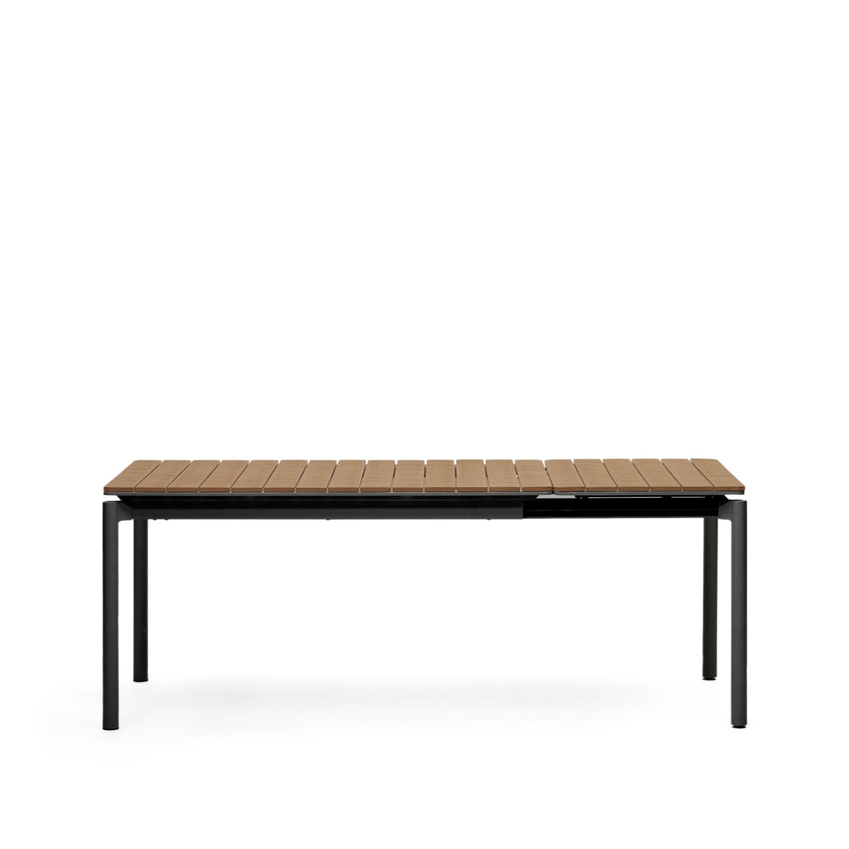 Canyelles Gartenausziehtisch aus Poly-Holz und mattschwarzem Aluminium 140 (200) x 90 cm - ZEN ZONE Furniture