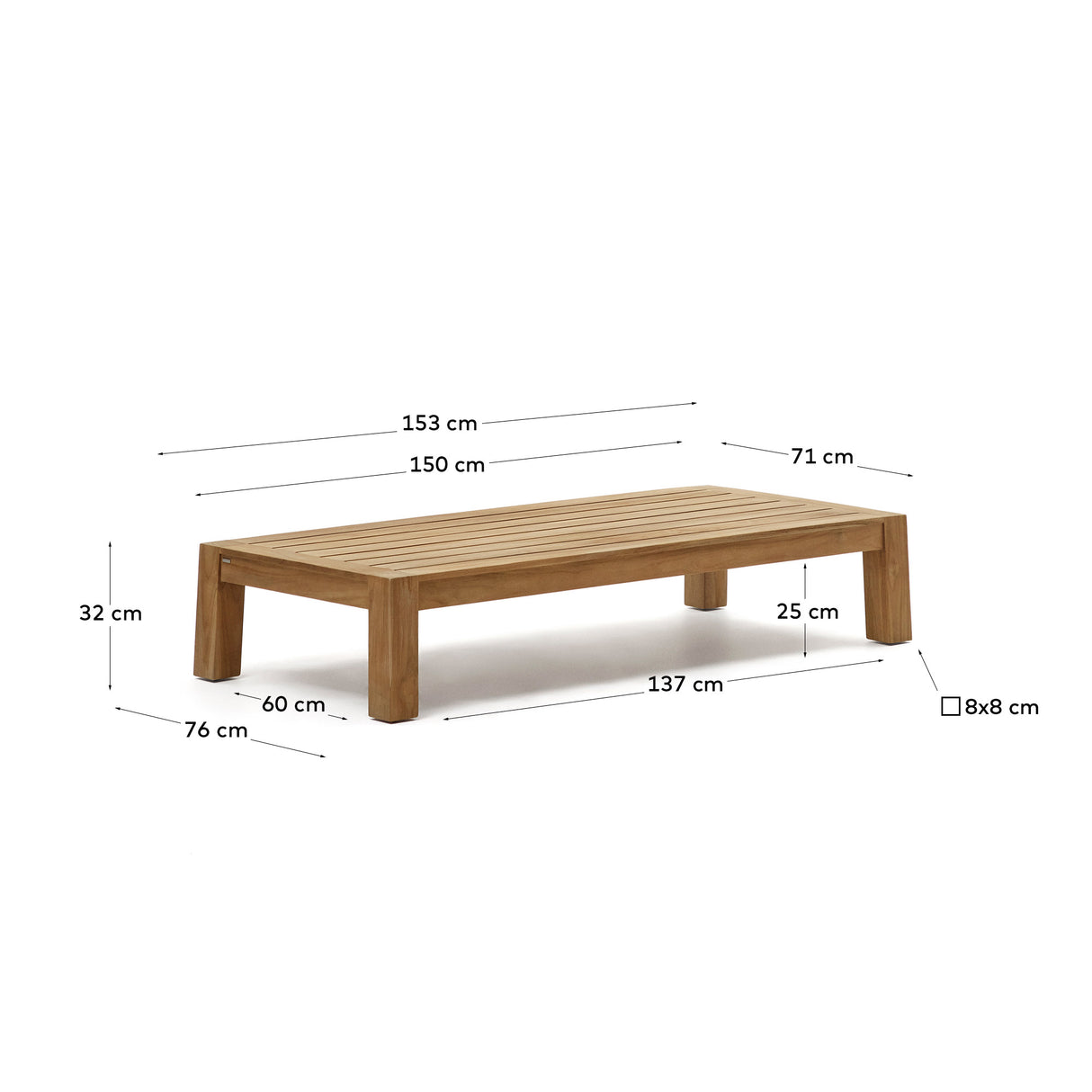 Forcanera Couchtisch aus massivem Teakholz 150 x 71 cm - ZEN ZONE Furniture