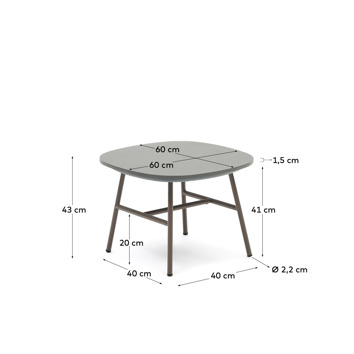 Bramant Beistelltisch aus Stahl mit Finish in Helllila 60 x 60 cm - ZEN ZONE Furniture
