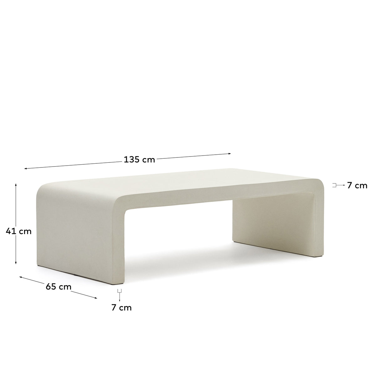 Aiguablava Couchtisch aus Zement in Weiß 135 x 65 cm - ZEN ZONE Furniture