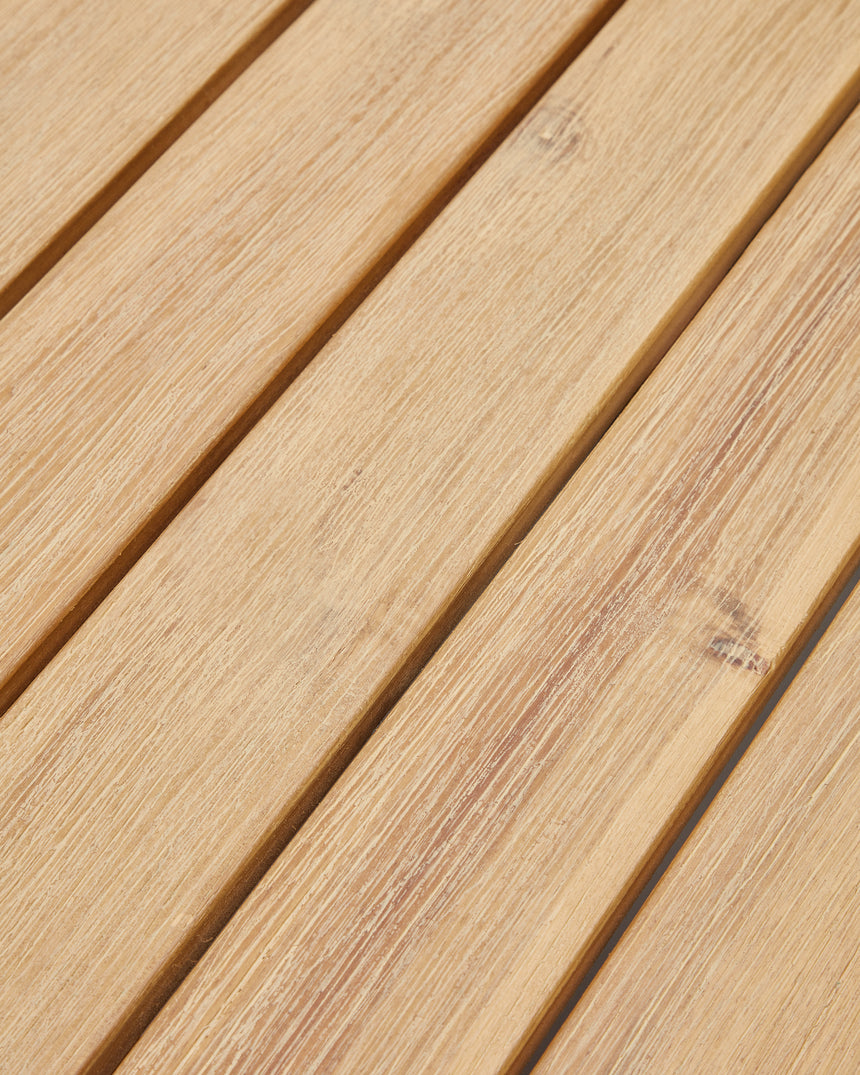 Dandara Couchtisch aus Stahl, beigem Flechtwerk und massivem Akazienholz Ø70 cm 100% FSC - ZEN ZONE Furniture