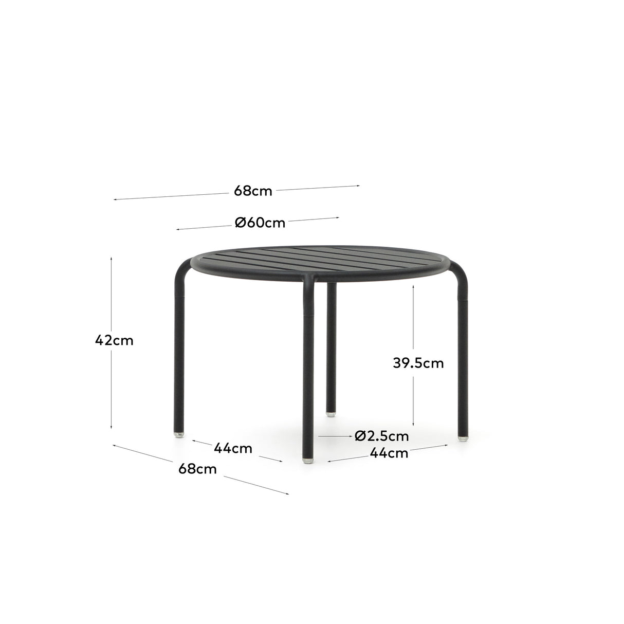 Gartenbeistelltisch Joncols aus Aluminium mit Finish in Grau Ø 60 cm - ZEN ZONE Furniture