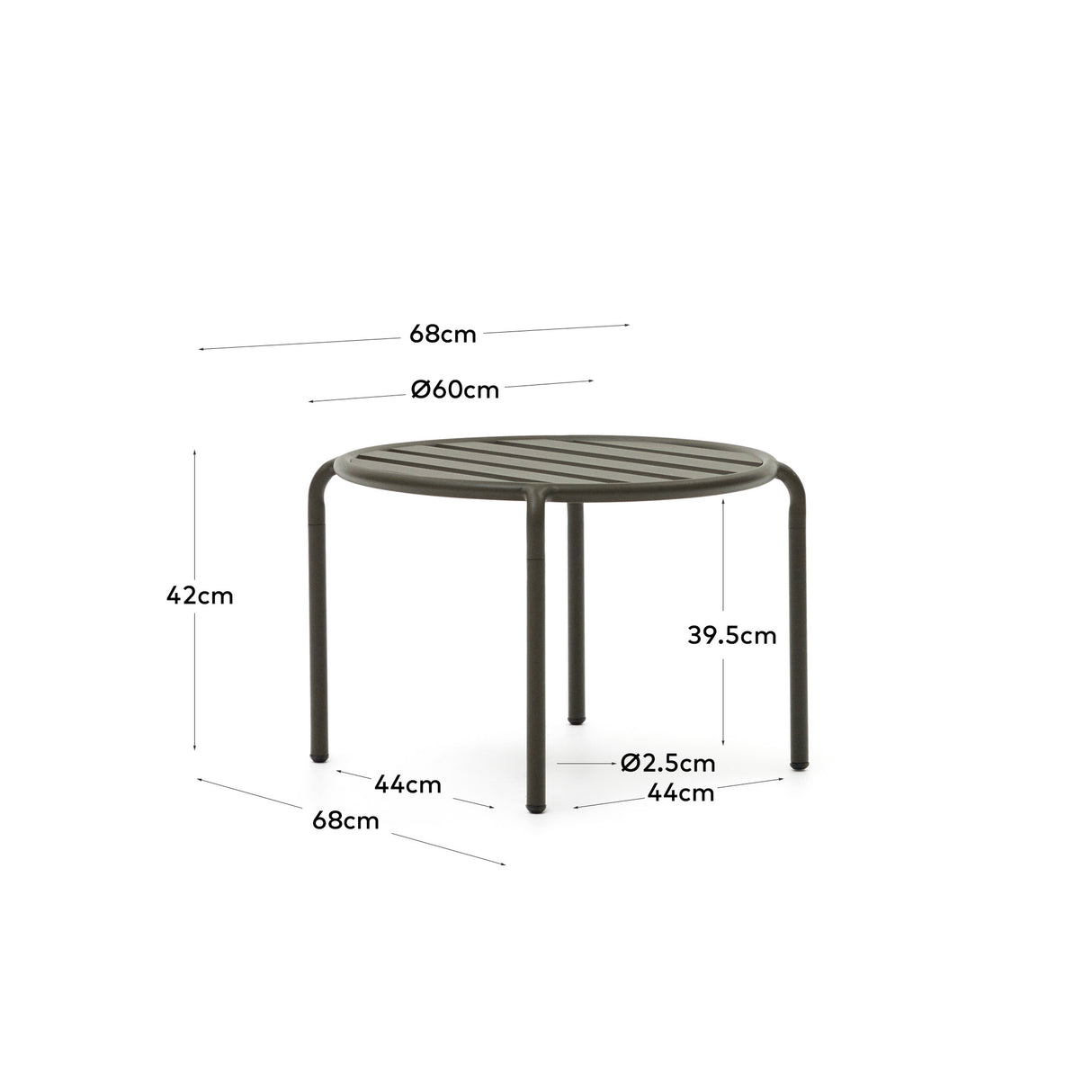 Joncols Gartenbeistelltisch aus Aluminium mit Finish in Grün Ø 60 cm - ZEN ZONE Furniture
