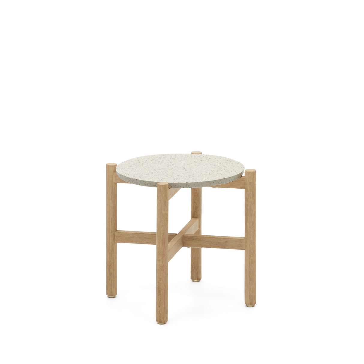 Pola Beistelltisch aus Zement und massivem Eukalyptus Ø 50 cm FSC 100% - ZEN ZONE Furniture
