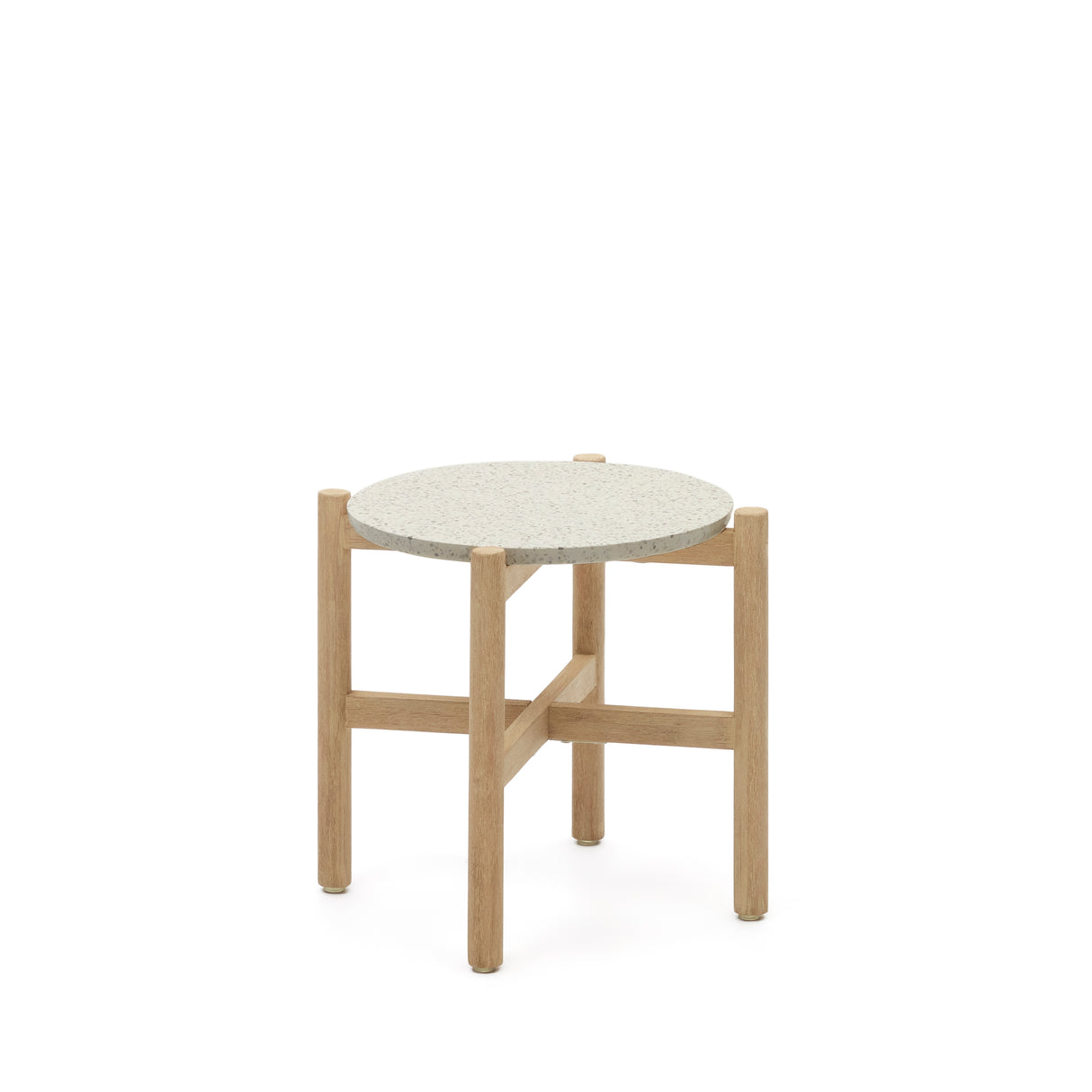 Pola Beistelltisch aus Zement und massivem Eukalyptus Ø 50 cm FSC 100% - ZEN ZONE Furniture