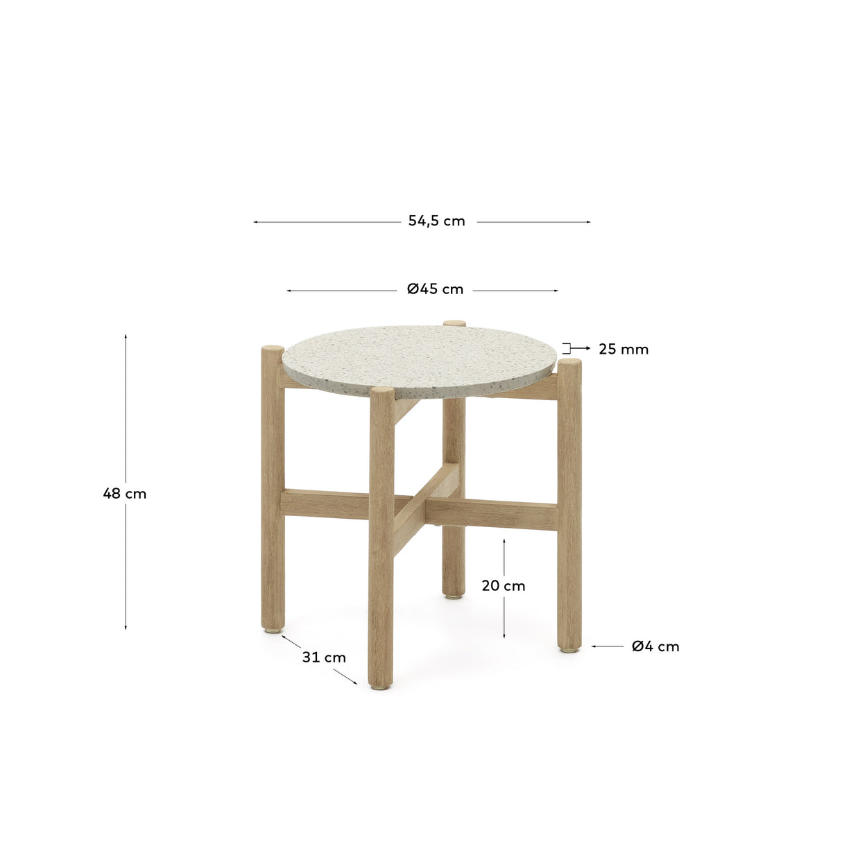 Pola Beistelltisch aus Zement und massivem Eukalyptus Ø 50 cm FSC 100% - ZEN ZONE Furniture