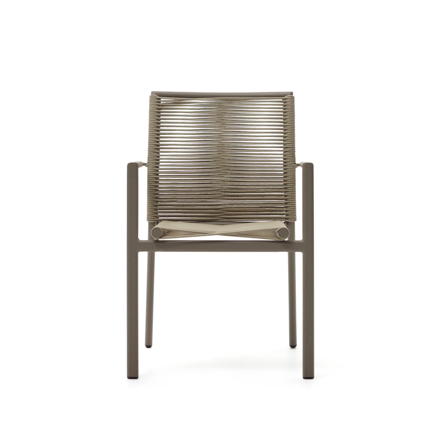 Culip stapelbarer Gartenstuhl aus Seil und Aluminium in Braun - ZEN ZONE Furniture
