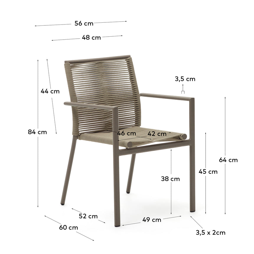 Culip stapelbarer Gartenstuhl aus Seil und Aluminium in Braun - ZEN ZONE Furniture