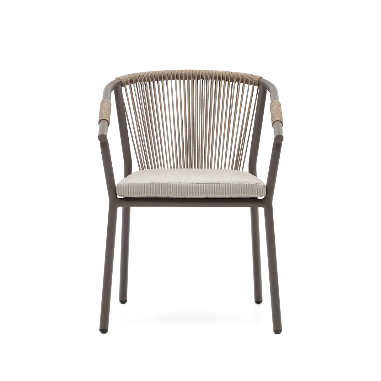 Xelida stapelbarer Gartenstuhl aus Aluminium und Seil braun - ZEN ZONE Furniture