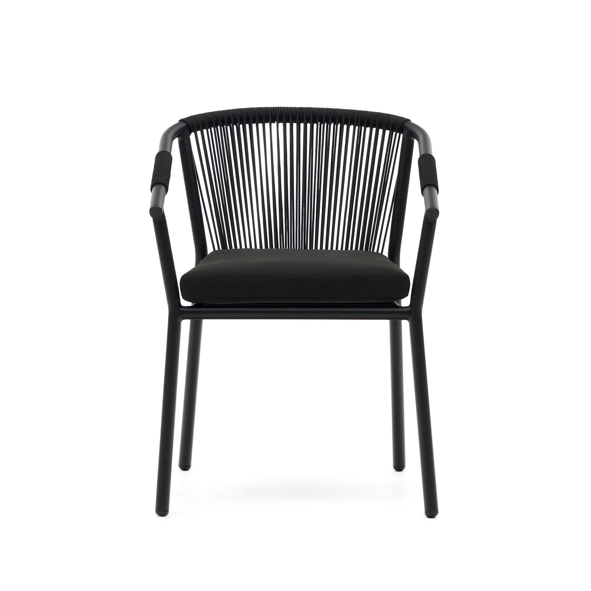 Xelida stapelbarer Gartenstuhl aus Aluminium und Seil schwarz - ZEN ZONE Furniture