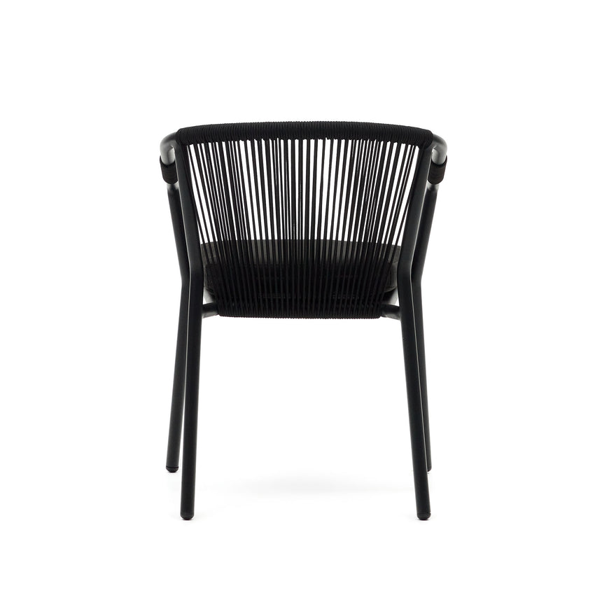 Xelida stapelbarer Gartenstuhl aus Aluminium und Seil schwarz - ZEN ZONE Furniture