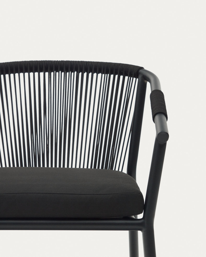 Xelida stapelbarer Gartenstuhl aus Aluminium und Seil schwarz - ZEN ZONE Furniture