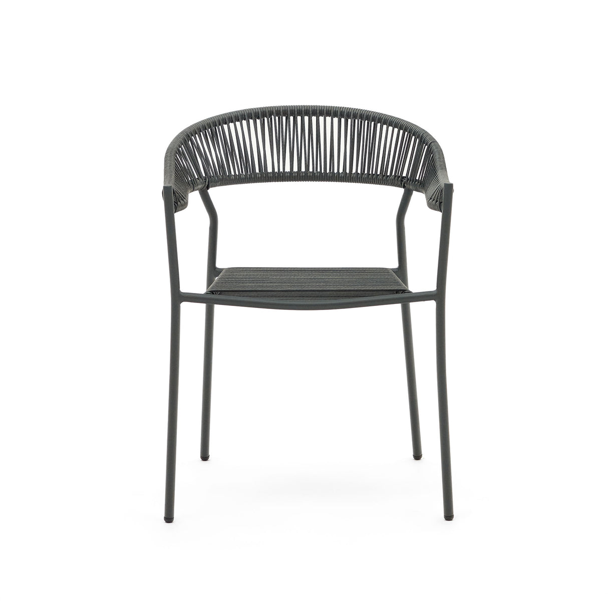 Futadera stapelbarer Gartenstuhl aus Kunststoffseil in Grau und Stahl mit Finish in Grau - ZEN ZONE Furniture