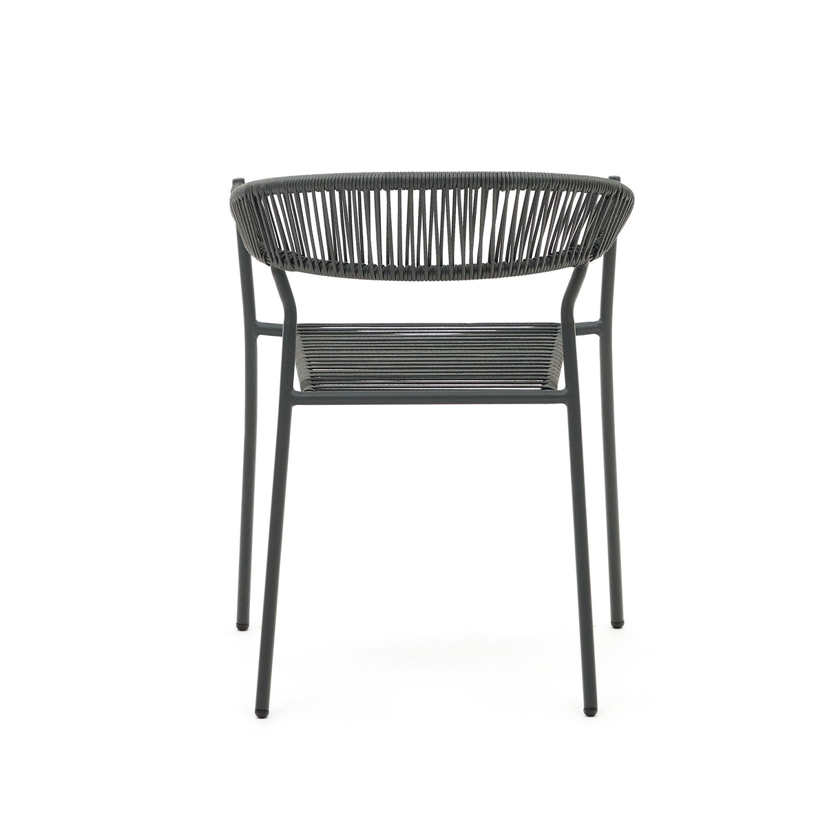 Futadera stapelbarer Gartenstuhl aus Kunststoffseil in Grau und Stahl mit Finish in Grau - ZEN ZONE Furniture