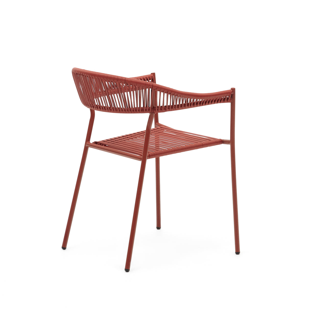 Futadera stapelbarer Gartenstuhl aus Kunststoffseil in Terrakotta und Stahl mit Finish in Terrakotta - ZEN ZONE Furniture