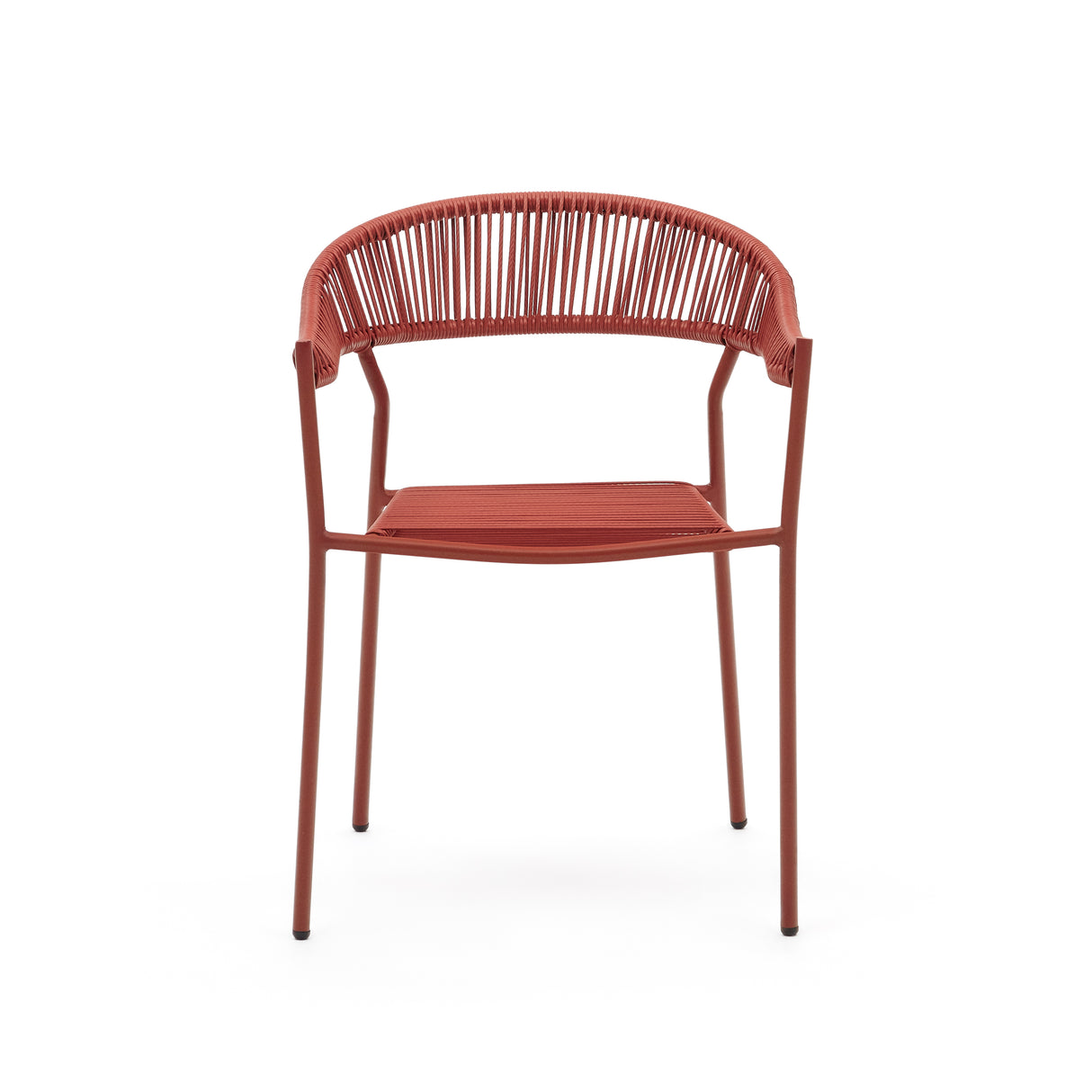 Futadera stapelbarer Gartenstuhl aus Kunststoffseil in Terrakotta und Stahl mit Finish in Terrakotta - ZEN ZONE Furniture