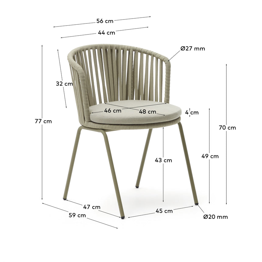 Saconca Outdoor Stuhl aus Seil und verzinktem Stahl in Grün - ZEN ZONE Furniture