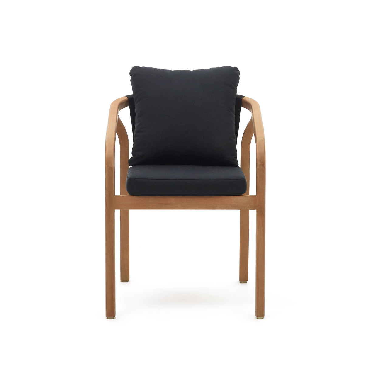 Malaret stapelbarer Stuhl aus massivem Eukalyptusholz und Seil in Schwarz FSC 100% - ZEN ZONE Furniture