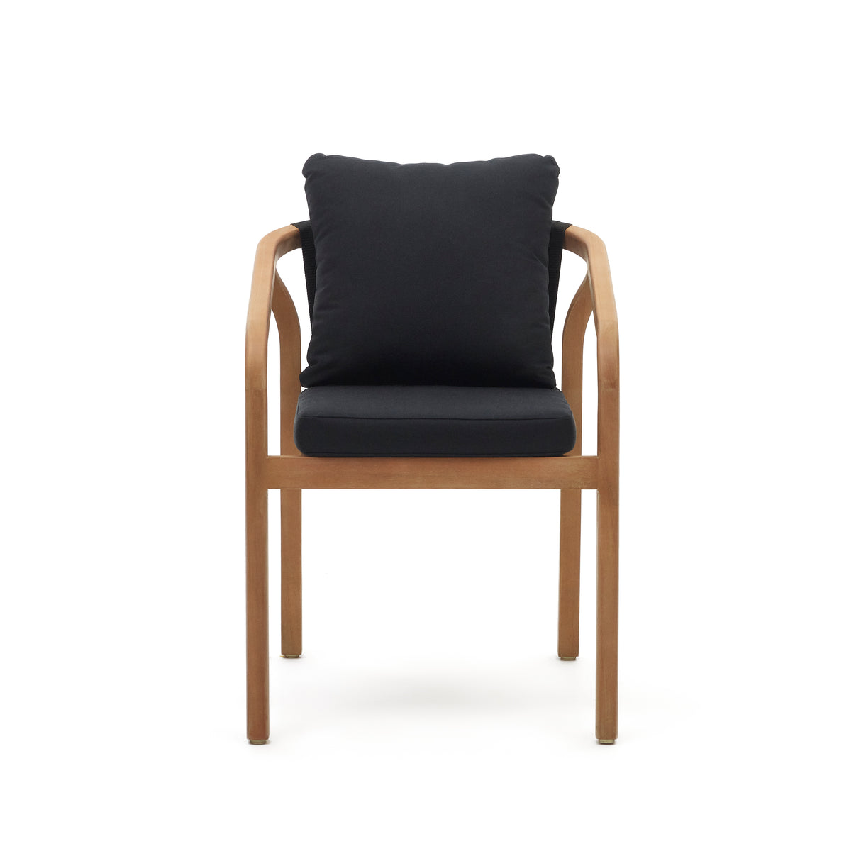 Malaret stapelbarer Stuhl aus massivem Eukalyptusholz und Seil in Schwarz FSC 100% - ZEN ZONE Furniture