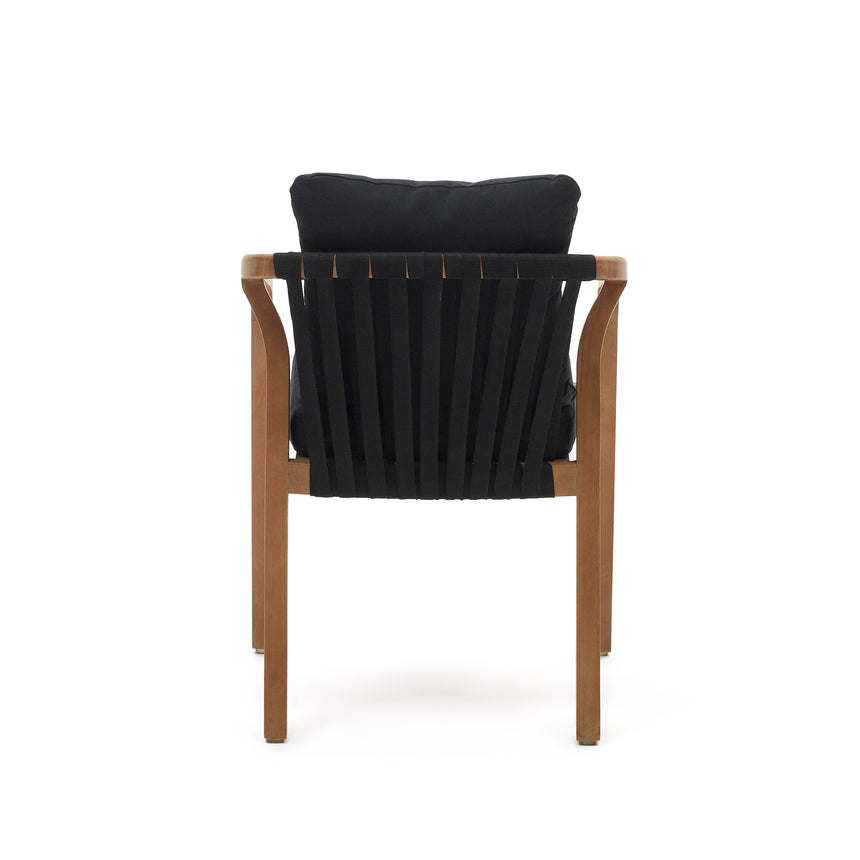 Malaret stapelbarer Stuhl aus massivem Eukalyptusholz und Seil in Schwarz FSC 100% - ZEN ZONE Furniture