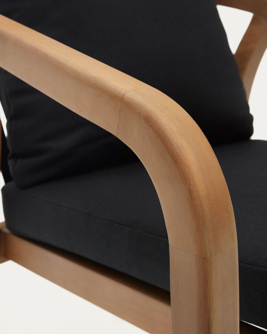 Malaret stapelbarer Stuhl aus massivem Eukalyptusholz und Seil in Schwarz FSC 100% - ZEN ZONE Furniture