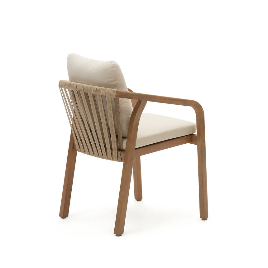 Malaret stapelbarer Stuhl aus massivem Eukalyptusholz und Seil in Beige 100% FSC - ZEN ZONE Furniture