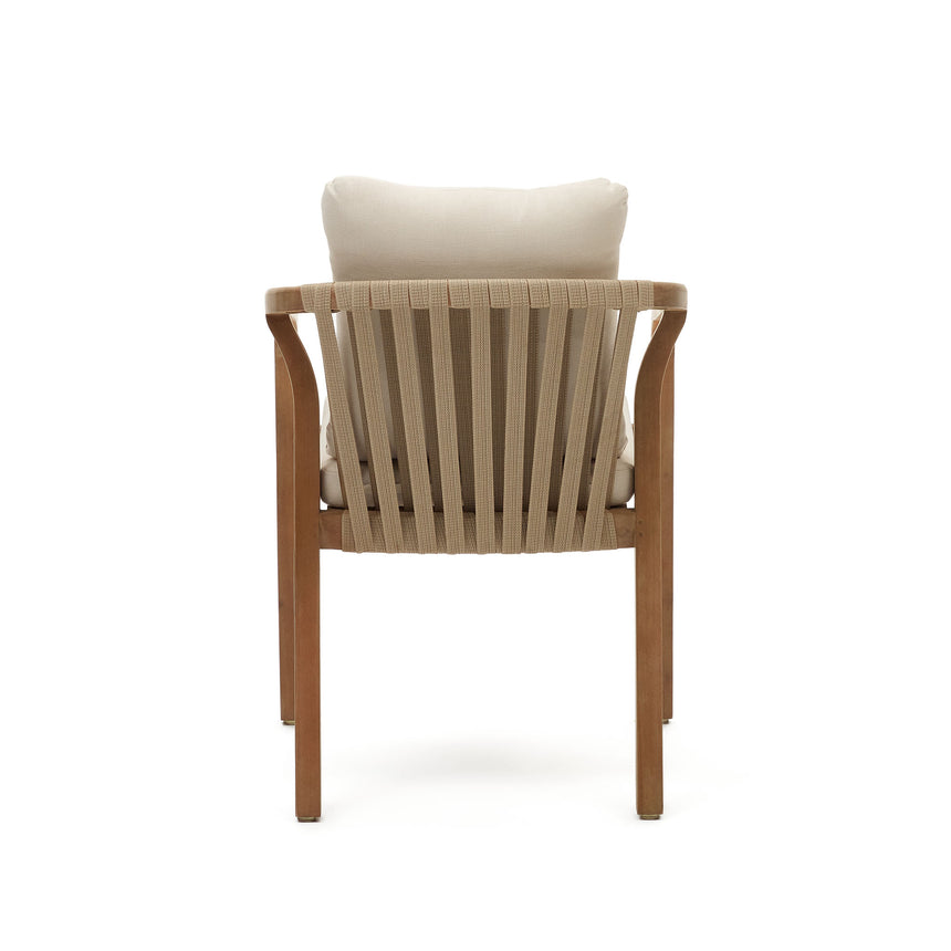 Malaret stapelbarer Stuhl aus massivem Eukalyptusholz und Seil in Beige 100% FSC - ZEN ZONE Furniture