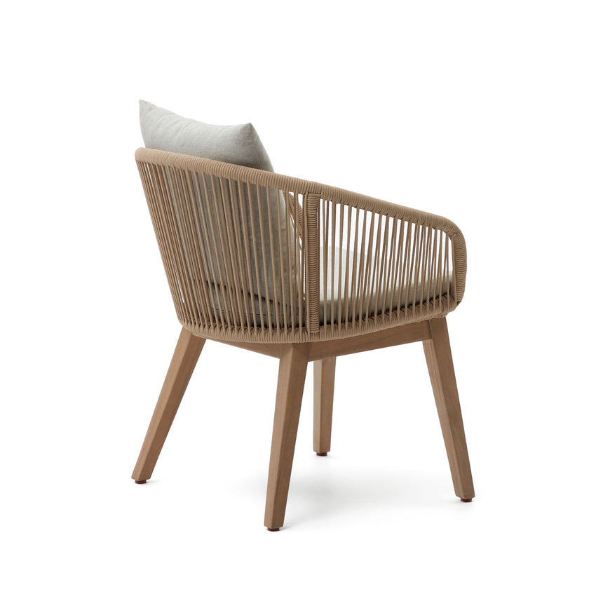 Portalo Stuhl aus Seil in Beige und Beinen massives Akazienholz 100% FSC - ZEN ZONE Furniture