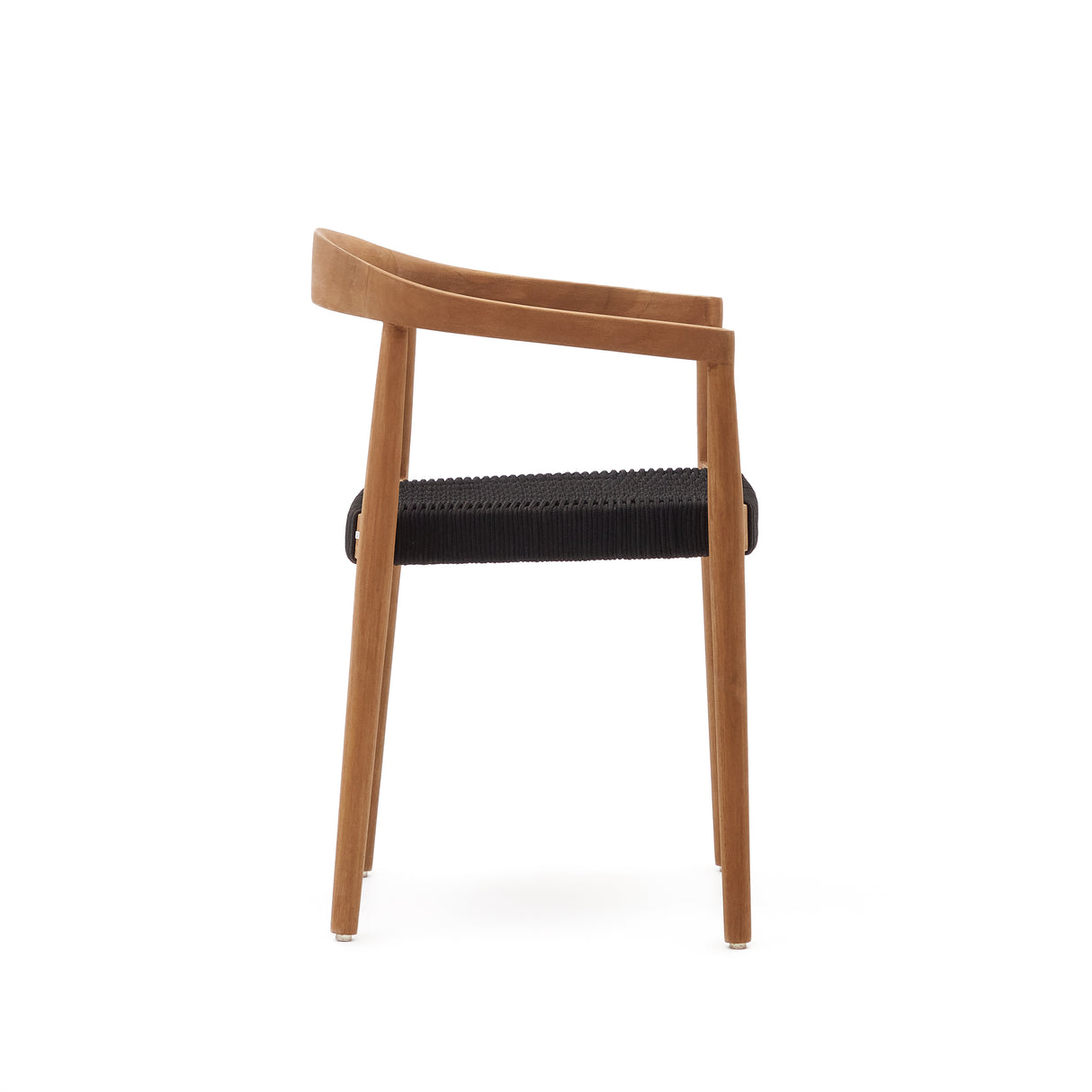 Ydalia stapelbarer Outdoor-Stuhl aus massivem Teakholz natürliches Finish schwarzes Seil - ZEN ZONE Furniture