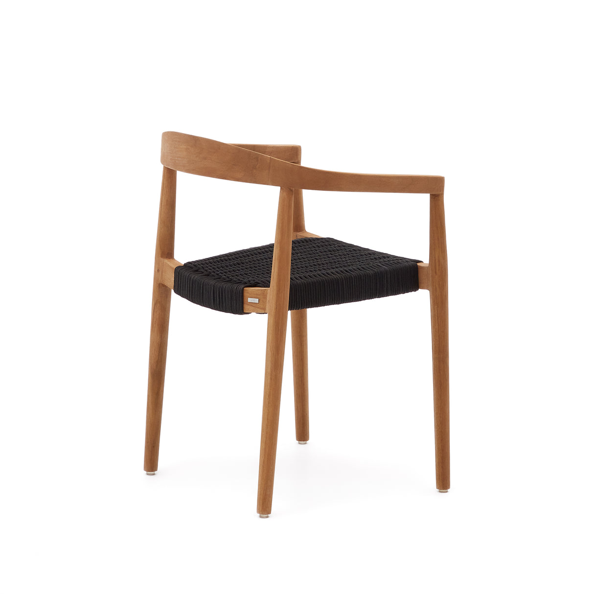 Ydalia stapelbarer Outdoor-Stuhl aus massivem Teakholz natürliches Finish schwarzes Seil - ZEN ZONE Furniture