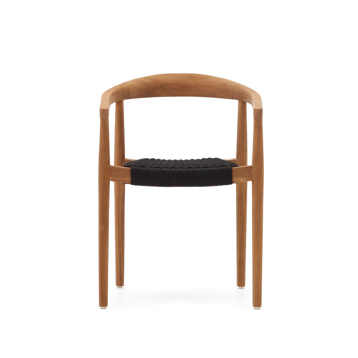 Ydalia stapelbarer Outdoor-Stuhl aus massivem Teakholz natürliches Finish schwarzes Seil - ZEN ZONE Furniture