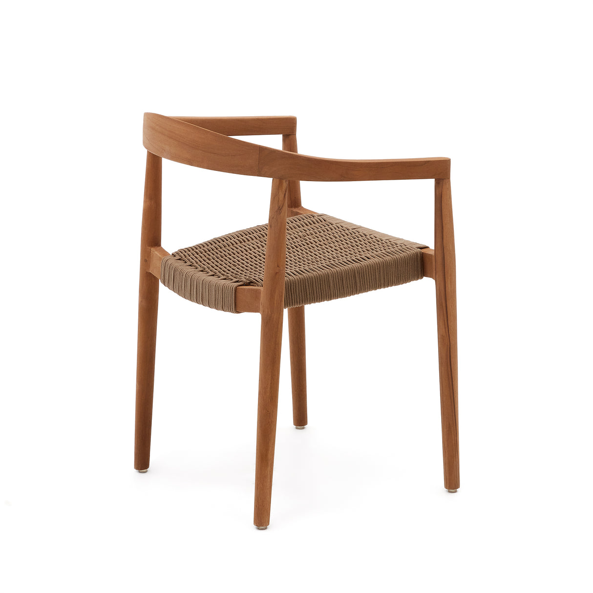 Ydalia stapelbarer Outdoor-Stuhl massives Teakholz natürliches Finish beiges Seil - ZEN ZONE Furniture