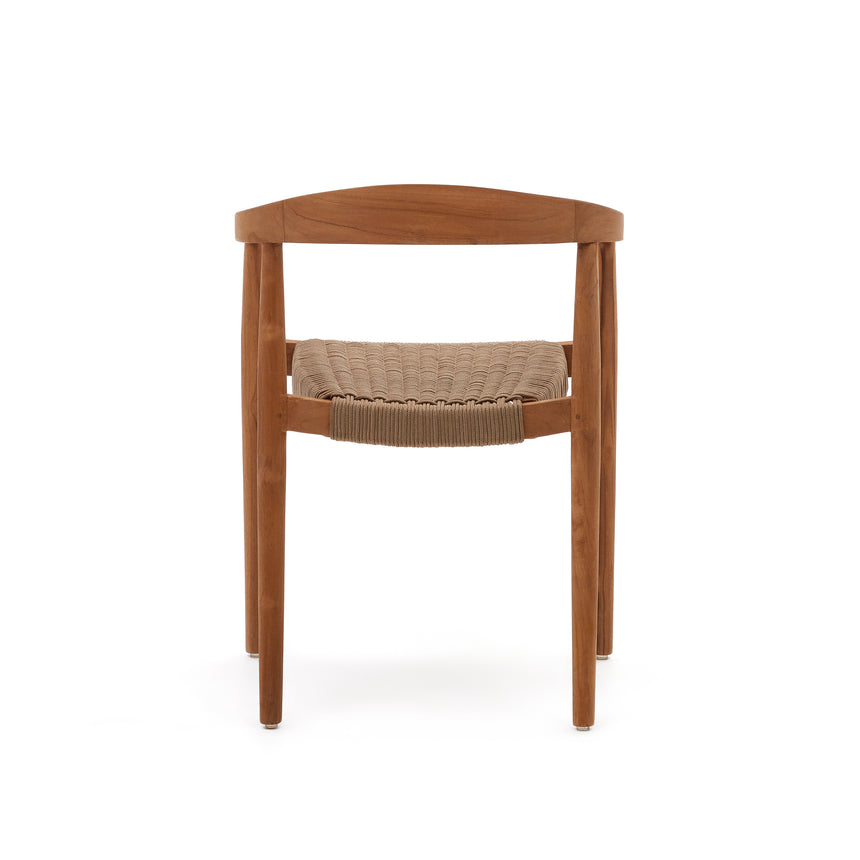 Ydalia stapelbarer Outdoor-Stuhl massives Teakholz natürliches Finish beiges Seil - ZEN ZONE Furniture