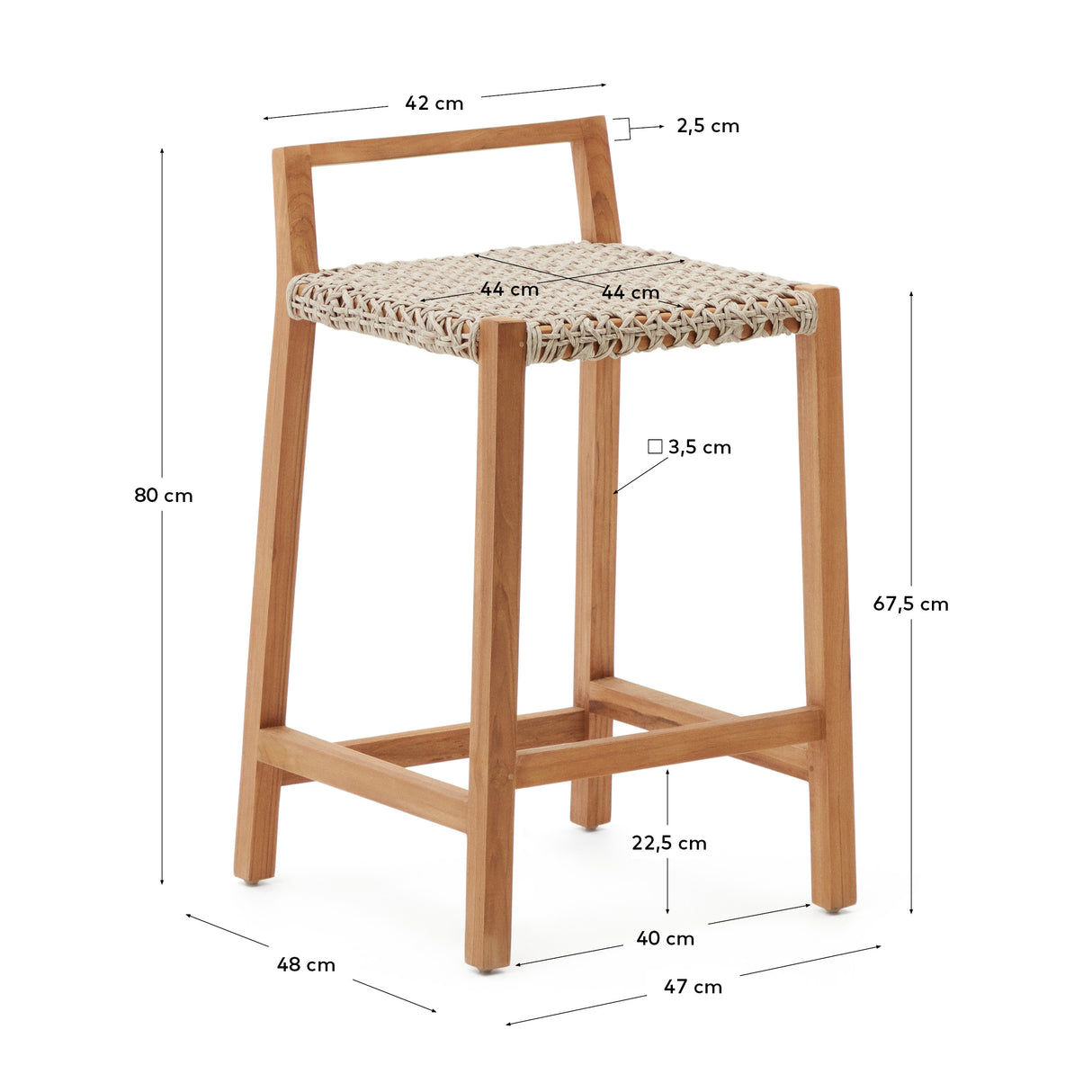 Giverola Hocker aus massivem Teakholz 80 cm - ZEN ZONE Furniture