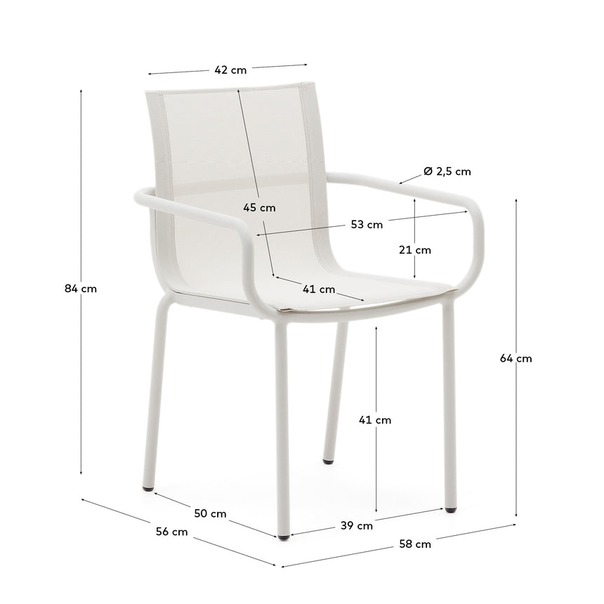 Galdana stapelbarer Gartenstuhl aus Aluminium mit hellgrauem Lackfinish - ZEN ZONE Furniture